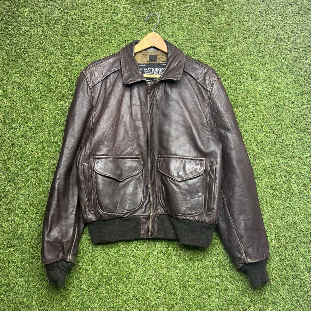 Vintage Schott Bros Flight Jacket Mens 38 Flyer Type 85 19-MS Leather Bomber USA